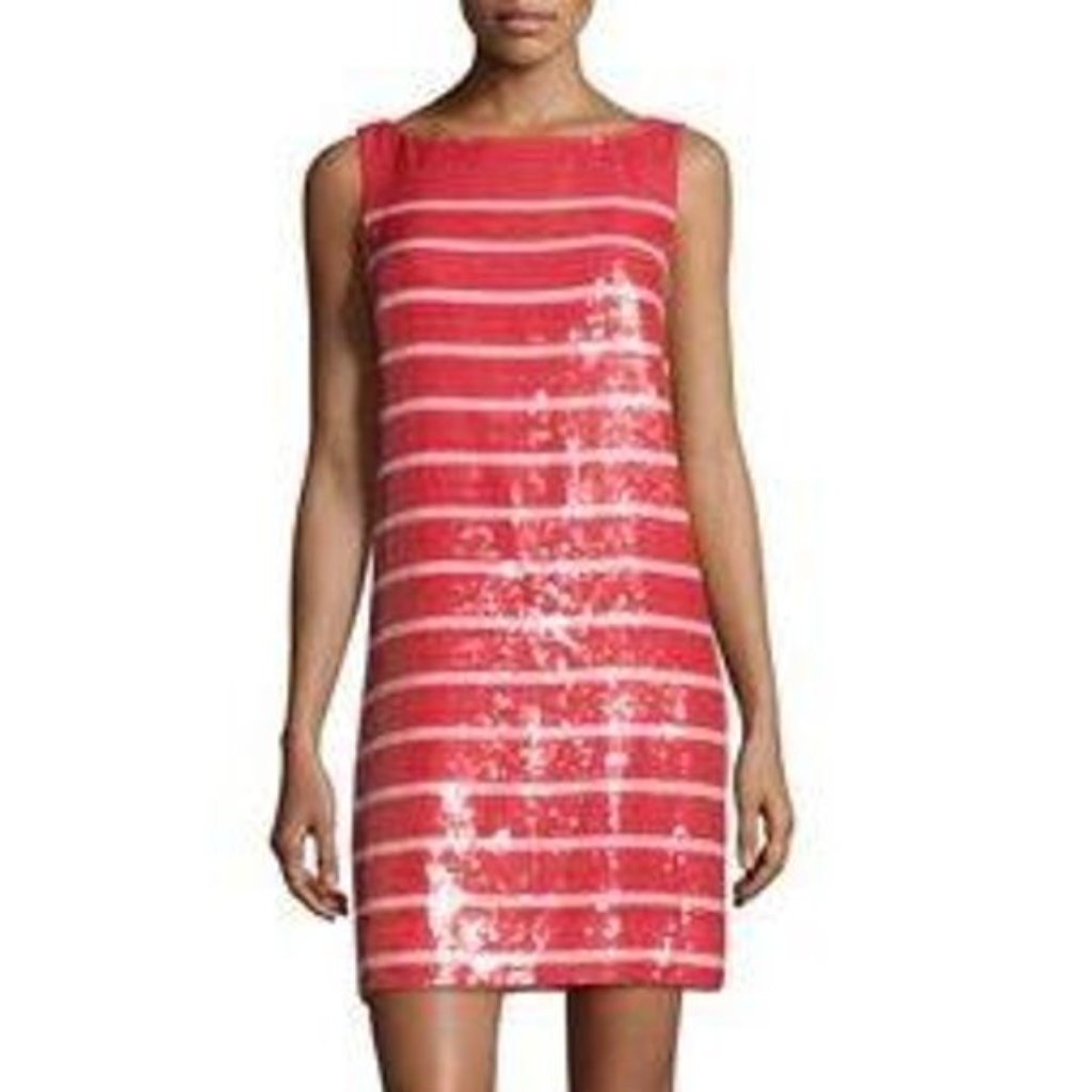 Pink Kate Spade Caution To The Wind Sleeveless Striped Sequin Shift Dress 4
